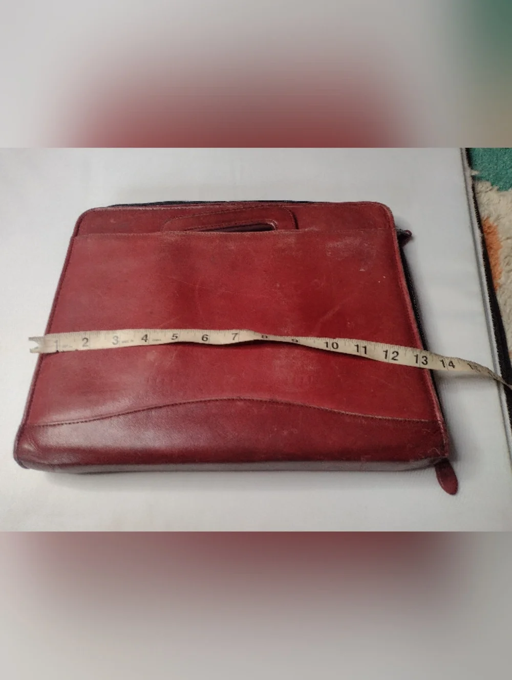 SCULLY 3-Ring Zip Red Distressed Leather Binder Planner Organizer Briefcase A12